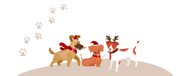 Holiday Pups with Pawprint Snowflakes